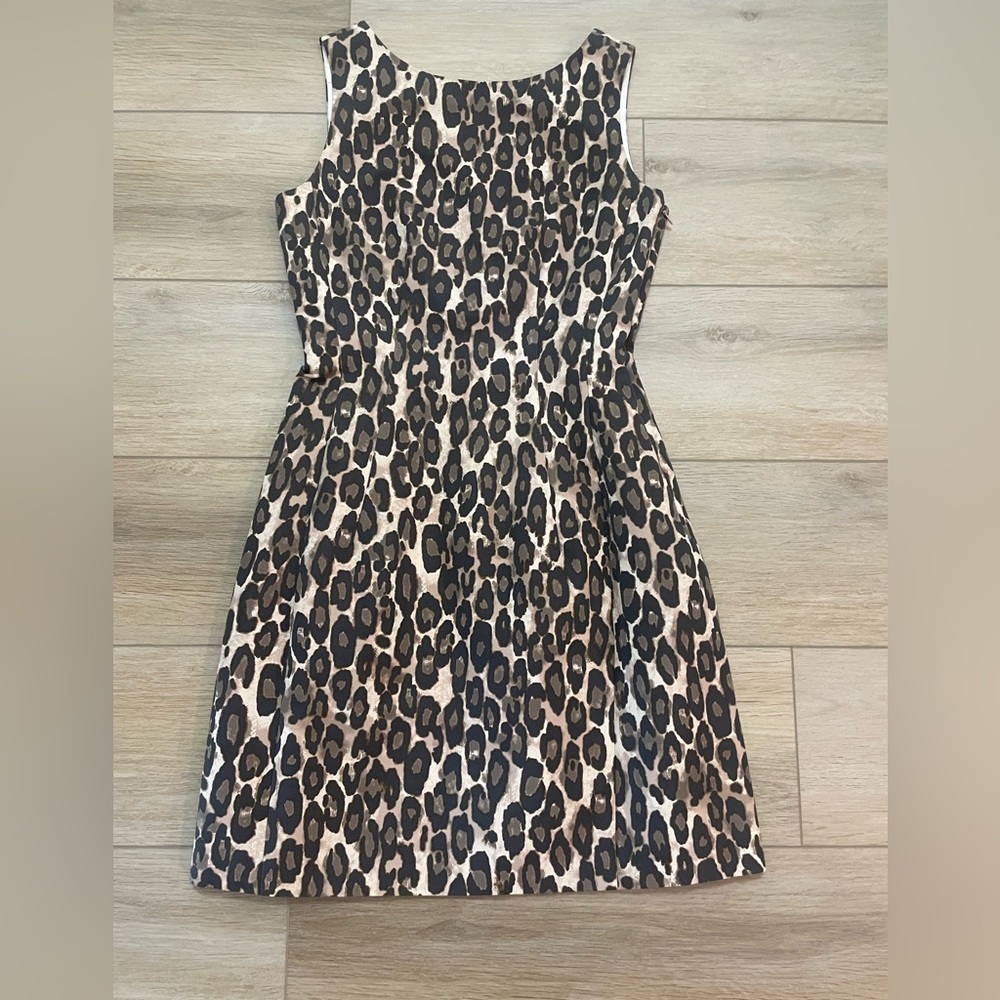 kate spade New York leopard print cotton silk blend sheath dress size 2